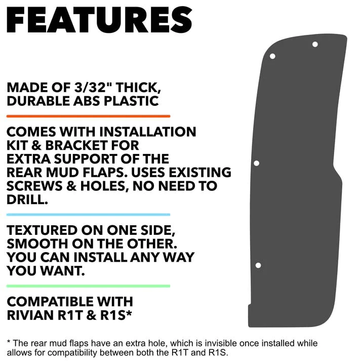 Mud Flaps for Rivian R1T and R1S - Splash Guard / Mud Guard Fender Accessory